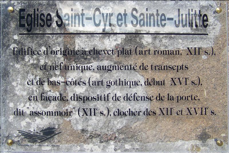 Plaque sur l'église de Saint-Cyr-les-Colons